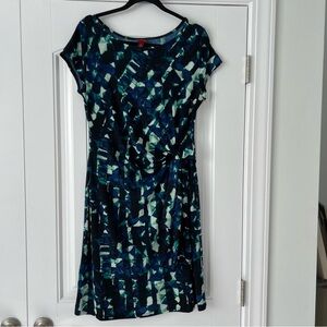 Merona Blue and Green Geometric Midi Dress